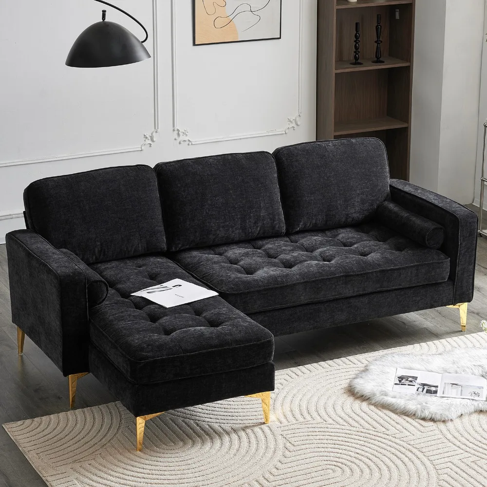 3-Seater With Footstool, Electroplated Golden Tripod Legs Indoor Modular Sofa Black, Living Room Sofas
3-Seater With Footstool, Electroplated Golden Tripod Legs Indoor Modular Sofa Black, Living Room Sofas