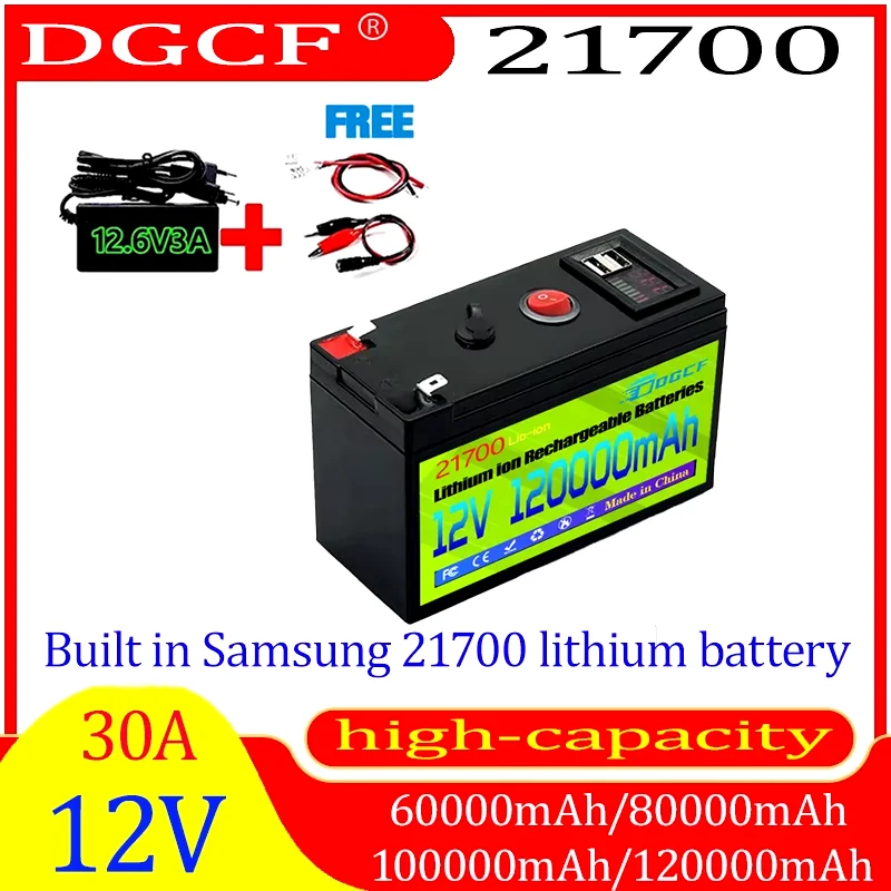 12V Battery 120Ah 21700 Lithium Battery Pack Built-in High-current BMS Electric Vehicle Battery Rechargeable + 12.6V Charger
12V Battery 120Ah 21700 Lithium Battery Pack Built-in High-current BMS Electric Vehicle Battery Rechargeable + 12.6V Charger