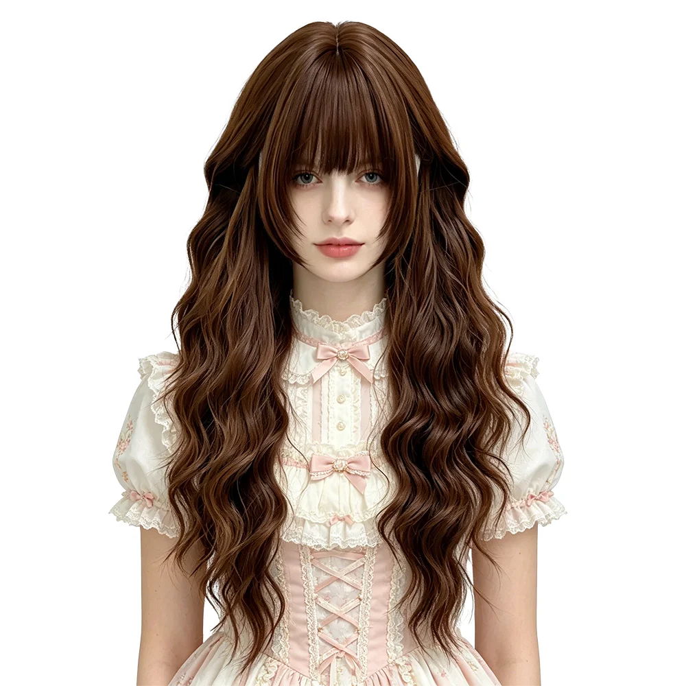 Chocolate Brown Long Wavy Wig With Bangs Heat Resistant Synthetic Full Head Wig Natural Looking Women Daily Lolita Cosplay Wigs
Chocolate Brown Long Wavy Wig With Bangs Heat Resistant Synthetic Full Head Wig Natural Looking Women Daily Lolita Cosplay Wigs
