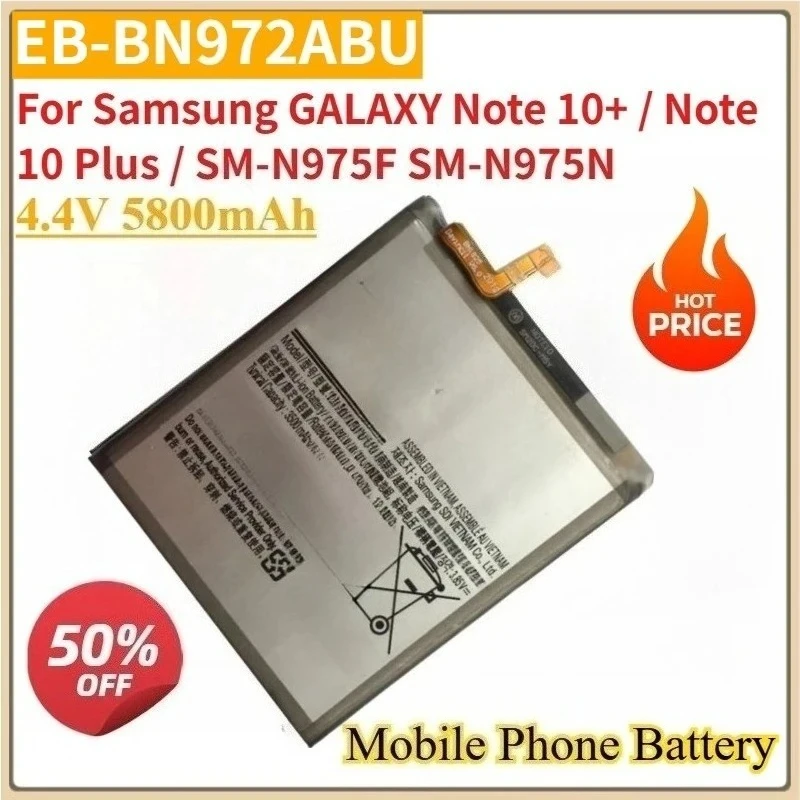 Replacement Mobile Phone Battery EB-BN972ABU 4.4V 5800mAh for Samsung GALAXY Note 10+ Note 10 Plus SM-N975F SM-N975N SM-N975F
Replacement Mobile Phone Battery EB-BN972ABU 4.4V 5800mAh for Samsung GALAXY Note 10+ Note 10 Plus SM-N975F SM-N975N SM-N975F
