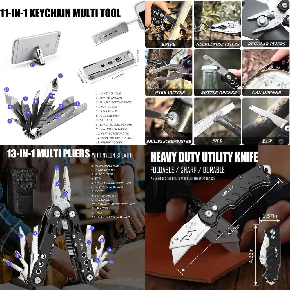 Military Grade Multitool Gift Set for Men, Compact Survival Kit for Car Emergency, Christmas or Birthday Gift for Man, Pocket ED
Military Grade Multitool Gift Set for Men, Compact Survival Kit for Car Emergency, Christmas or Birthday Gift for Man, Pocket ED