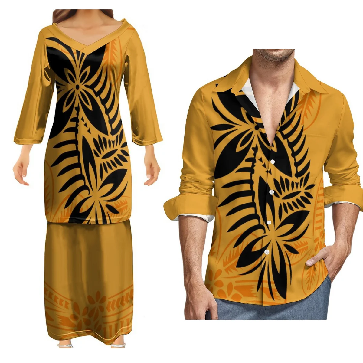 Puletasi Dress Women'S Two-Piece Dress And Men'S Long-Sleeved Shirt Polynesian Tribe Match With Couple Suits
Puletasi Dress Women'S Two-Piece Dress And Men'S Long-Sleeved Shirt Polynesian Tribe Match With Couple Suits