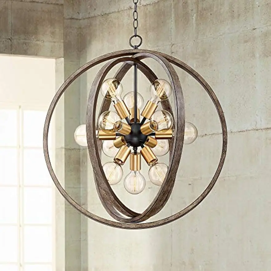 Possini Euro Design Stedman Black Warm Gold Wood Finish Sputnik Chandelier 25" Wide Modern Rustic Orb 12-Light Fixture
Possini Euro Design Stedman Black Warm Gold Wood Finish Sputnik Chandelier 25" Wide Modern Rustic Orb 12-Light Fixture