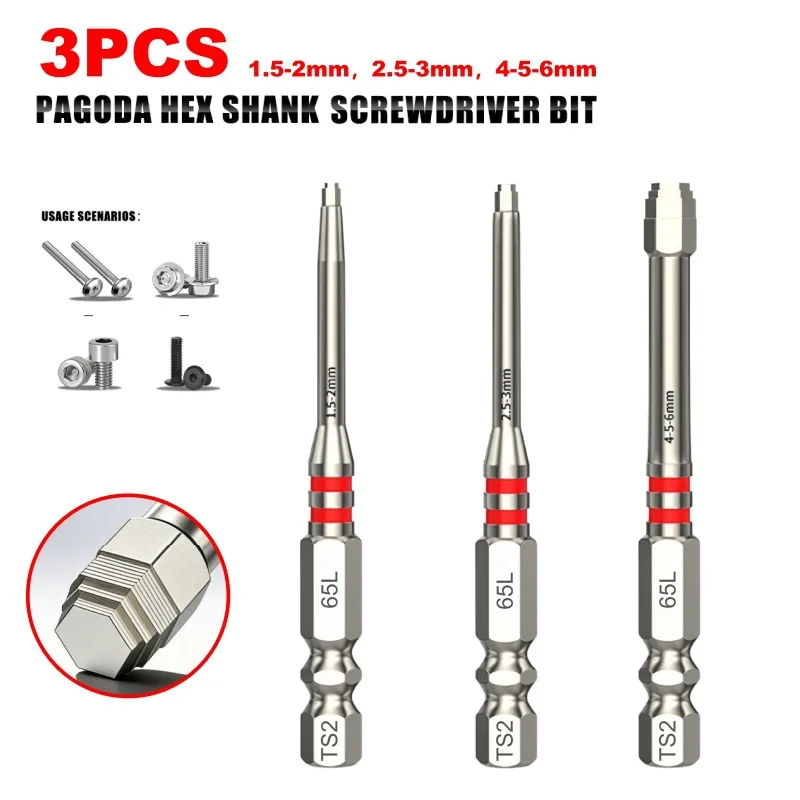 65mm Hardness Drill Bit Screw Driver with Magnetic Hex Shank Pagoda-Shaped Design in Multiple Sizes for Electric Drills Wrenches
65mm Hardness Drill Bit Screw Driver with Magnetic Hex Shank Pagoda-Shaped Design in Multiple Sizes for Electric Drills Wrenches