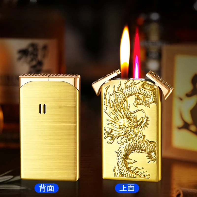 Windproof Dual Fire Inflatable Lighter Straight Into Open Flame Blue Flame Butane Gas Lighter Cigarette Accessories Gift for Men
Windproof Dual Fire Inflatable Lighter Straight Into Open Flame Blue Flame Butane Gas Lighter Cigarette Accessories Gift for Men
