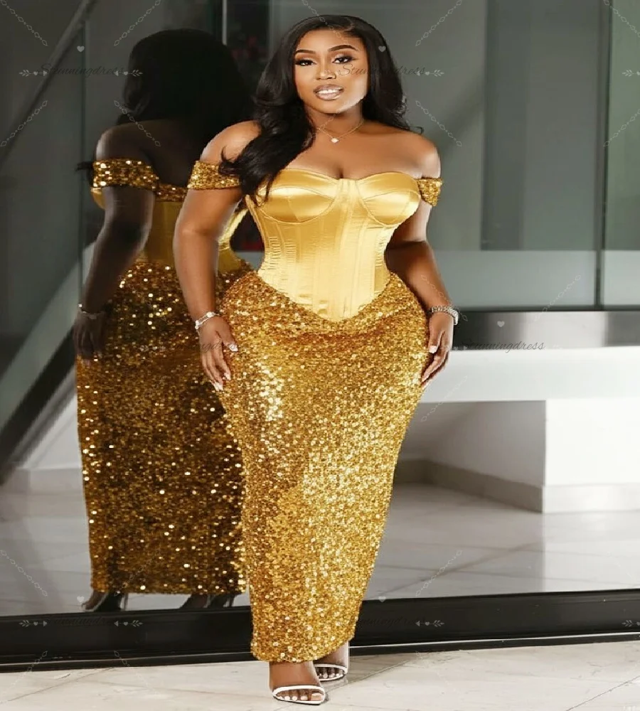 Bling Gold Aso Ebi Evening Dress 2026 Off Shoulder Mermaid Black Girls Prom Dress Sequin Maxi Birthday Party Gowns Formal Dress
Bling Gold Aso Ebi Evening Dress 2026 Off Shoulder Mermaid Black Girls Prom Dress Sequin Maxi Birthday Party Gowns Formal Dress