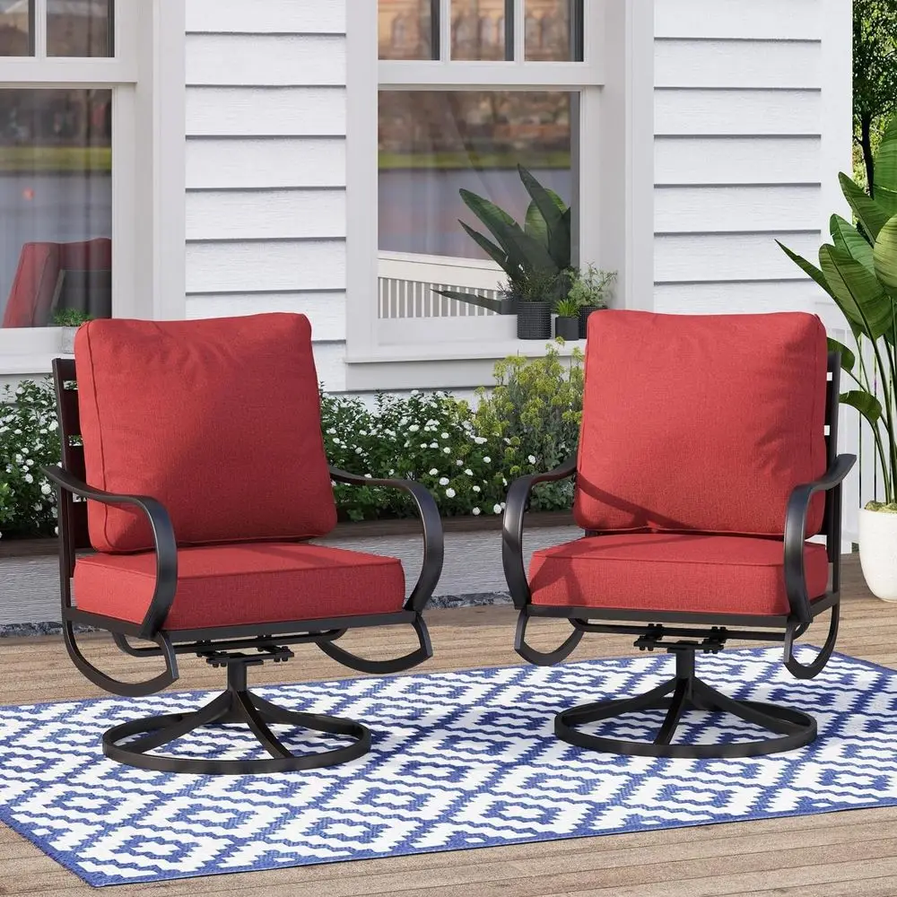 Patio Conversation Sets: 2-Piece Steel Outdoor Swivel Chairs with 5.8 Cushions for Garden, Backyard, Balcony
Patio Conversation Sets: 2-Piece Steel Outdoor Swivel Chairs with 5.8 Cushions for Garden, Backyard, Balcony