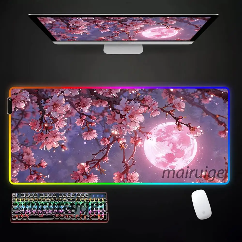 Pink Sakura Moon Mouse Pad Large RGB Gaming Mousepad LED Light Gamer Pads Anti-slip Rubber PC Desk Mat Keyboard Mats XXL 90x40cm
Pink Sakura Moon Mouse Pad Large RGB Gaming Mousepad LED Light Gamer Pads Anti-slip Rubber PC Desk Mat Keyboard Mats XXL 90x40cm
