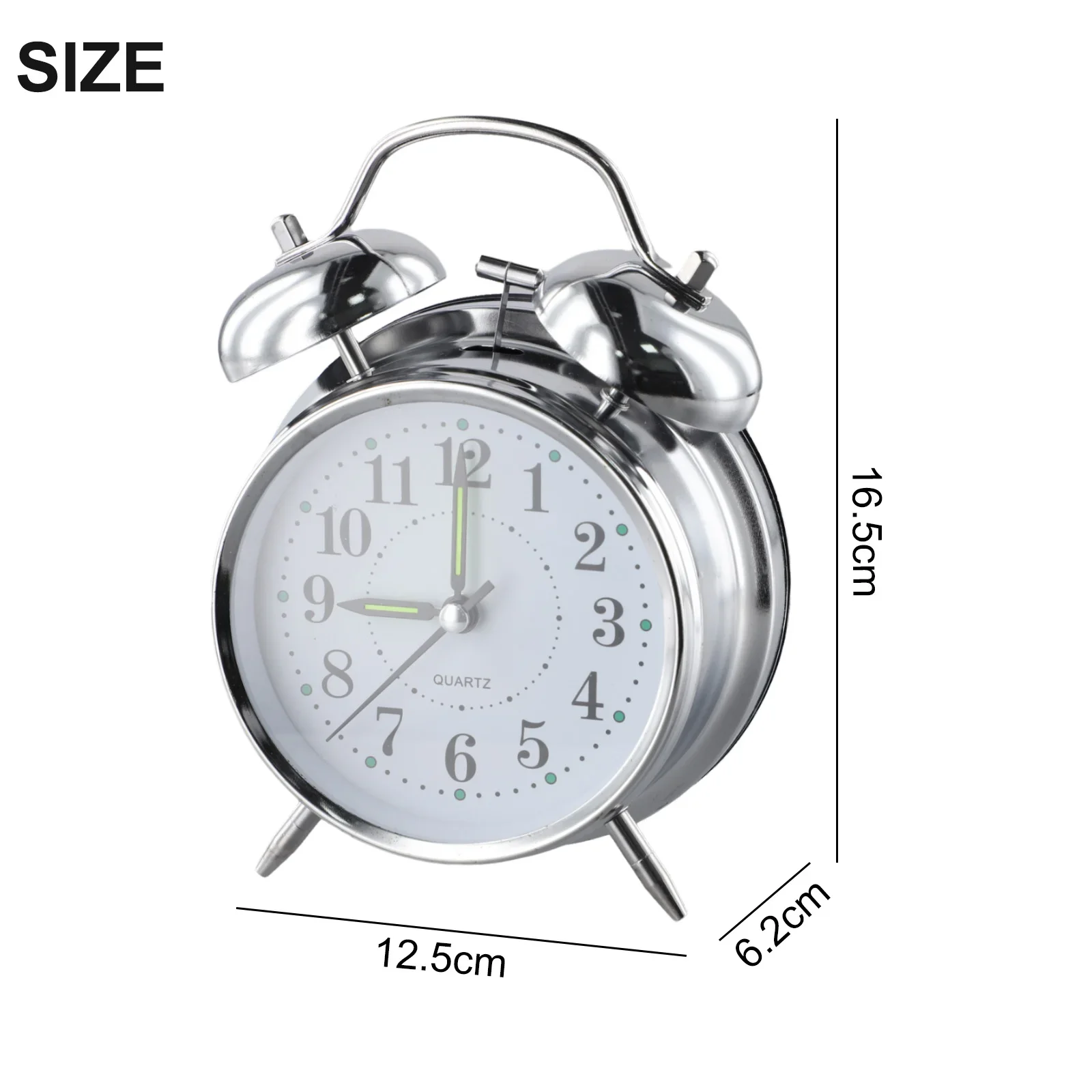 12.5*16.5*6.2cm Home Decoration Alarm Clock Alarm Clock Ring Clock High Quality Hot Sale Metal New Retro Silver
12.5*16.5*6.2cm Home Decoration Alarm Clock Alarm Clock Ring Clock High Quality Hot Sale Metal New Retro Silver