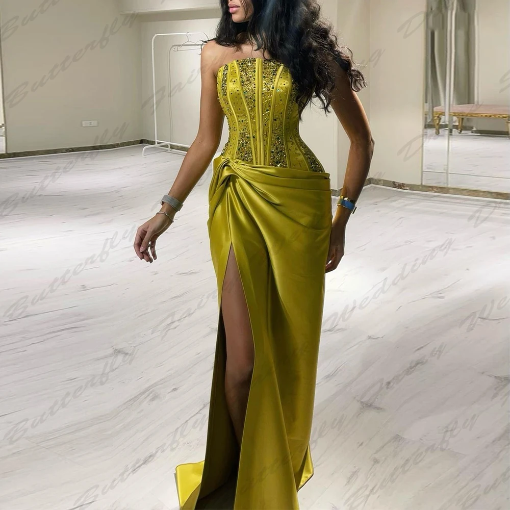 A-line Long Satin Evening Dresses For Women Simple Sexy Backless Mermaid Off The Shoulder Sleeveless High Slit Prom Party Gowns
A-line Long Satin Evening Dresses For Women Simple Sexy Backless Mermaid Off The Shoulder Sleeveless High Slit Prom Party Gowns