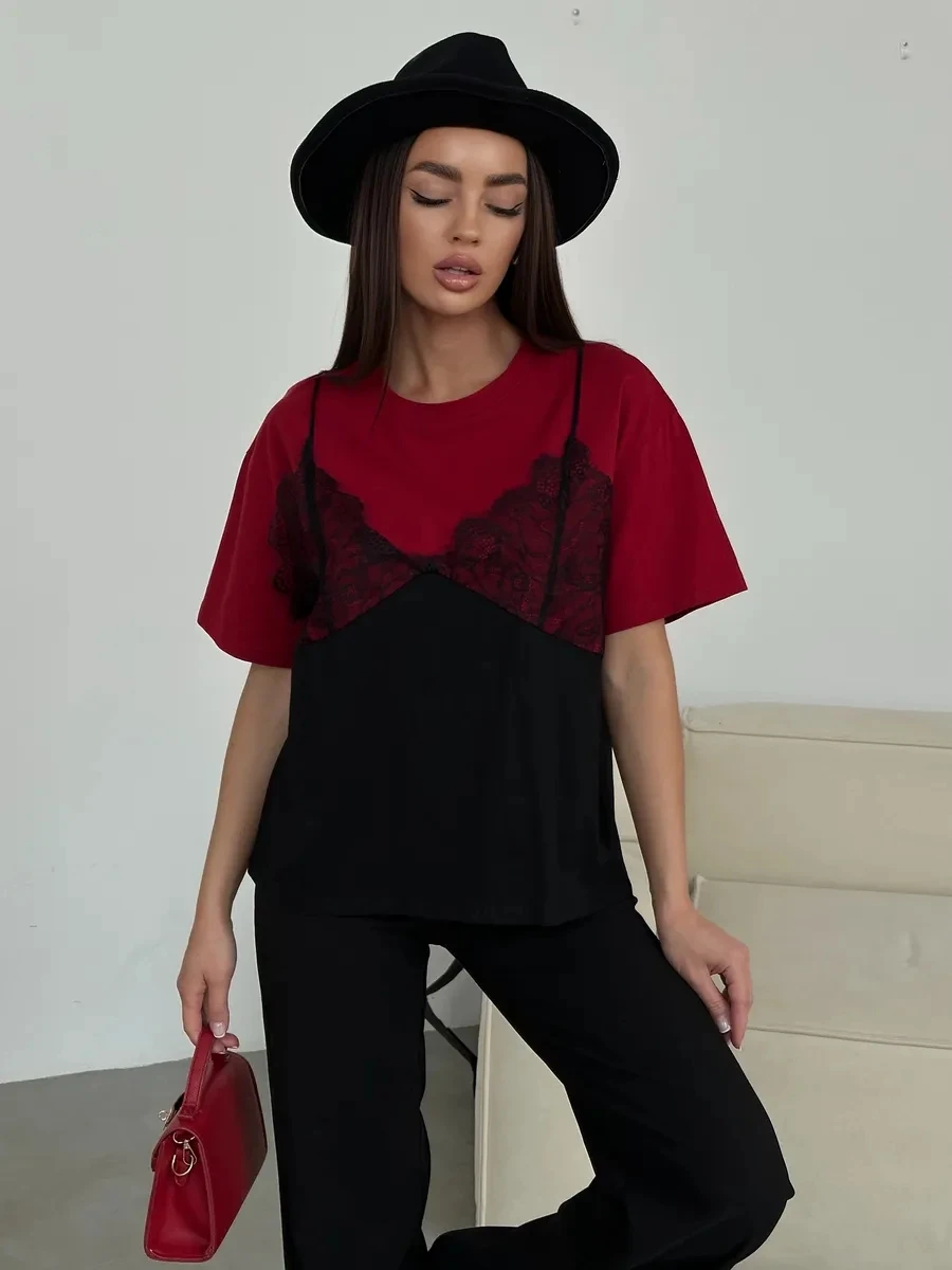 2026 Summer Loose Casual Retro Lace Stitching Fashion Lazy Style Top
2026 Summer Loose Casual Retro Lace Stitching Fashion Lazy Style Top