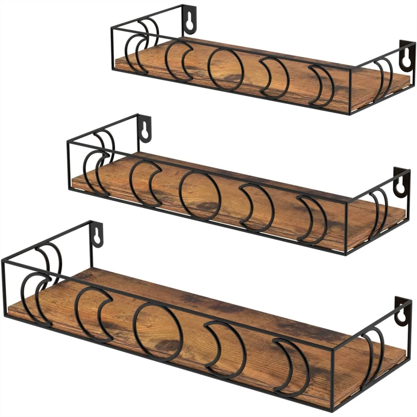 Moon Phase Floating Shelves Set Of 3 Brown Black Decorative Wall Shelves For Books Plants Crystal Display
Moon Phase Floating Shelves Set Of 3 Brown Black Decorative Wall Shelves For Books Plants Crystal Display