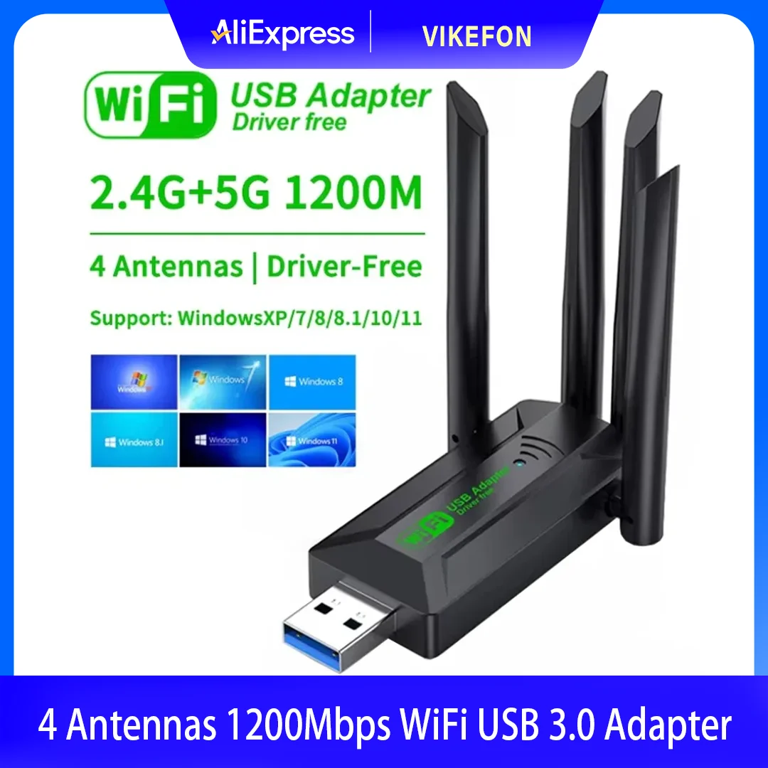 Original 4 Antennas 1200Mbps WiFi USB 3.0 Adapter 2.4G/5GHZ Dual Band WiFi Dongle Wireless Network Card 802.11AX For Win 10/11
Original 4 Antennas 1200Mbps WiFi USB 3.0 Adapter 2.4G/5GHZ Dual Band WiFi Dongle Wireless Network Card 802.11AX For Win 10/11