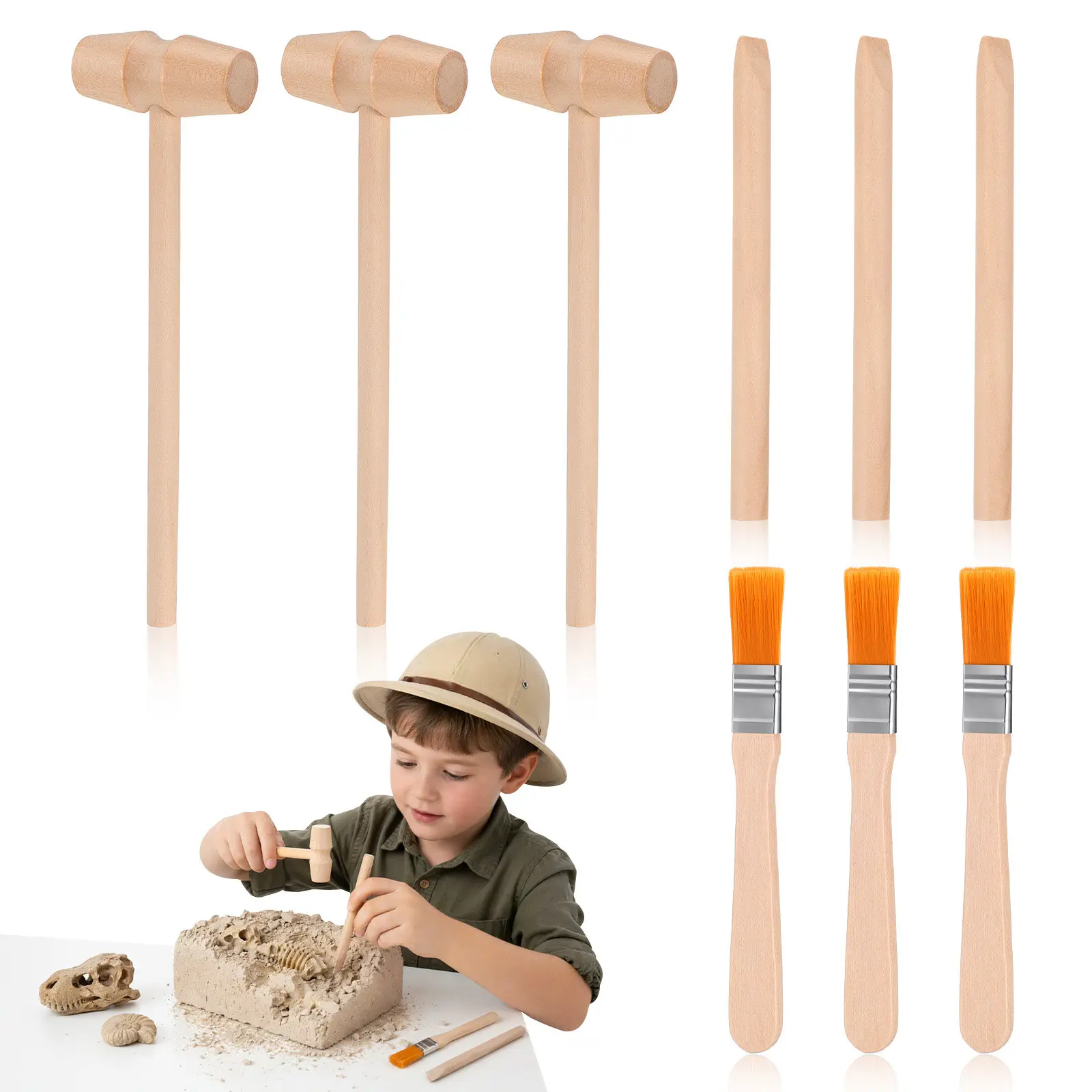 3Sets Dinosaur Digging Tools Excavation Kit Small Brush Wood Chisel Educational Stem Science Set Kids Tool Set
3Sets Dinosaur Digging Tools Excavation Kit Small Brush Wood Chisel Educational Stem Science Set Kids Tool Set