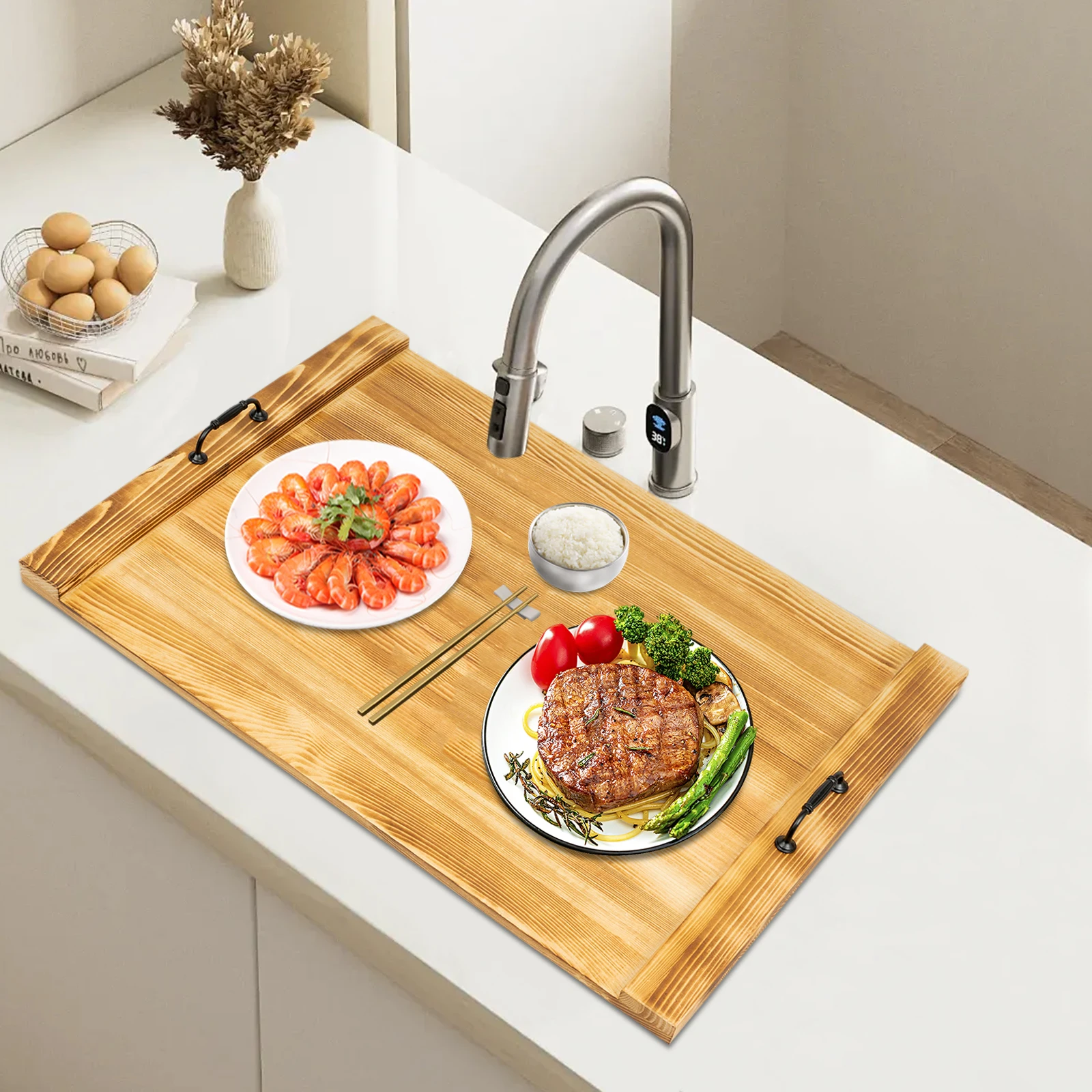 Крышка для плиты из соснового дерева 30x22x1.2 дюйма с ручками, многофункциональный кухонный поднос-органайзер для газовых и электрических плит
Крышка для плиты из соснового дерева 30x22x1.2 дюйма с ручками, многофункциональный кухонный поднос-органайзер для газовых и электрических плит