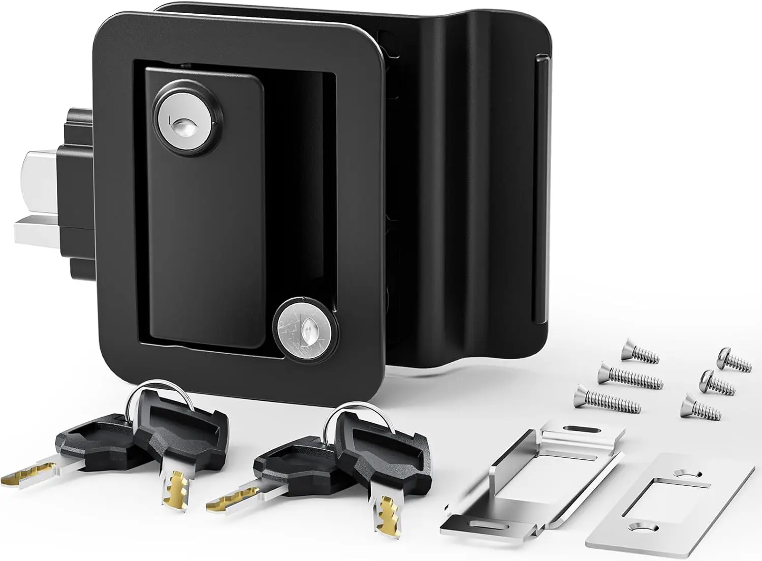 RV Door Lock Replacement with Paddle Latch, Black RV Door Handle Lock for Travel Trailers and Campers,Includes 4 Keys
RV Door Lock Replacement with Paddle Latch, Black RV Door Handle Lock for Travel Trailers and Campers,Includes 4 Keys