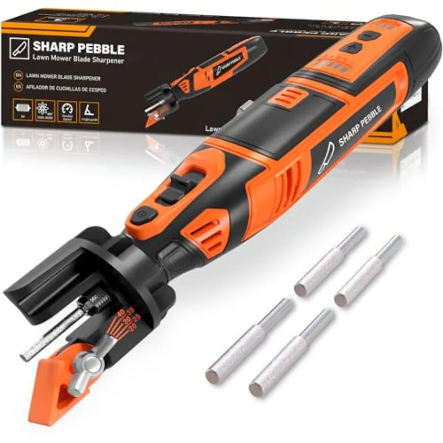 Sharp Pebble Cordless Lawn Mower Blade Sharpener Adjustable 20°- 40° Angle Guide-Rotary Tool with Replaceable Sharpening Wheel
Sharp Pebble Cordless Lawn Mower Blade Sharpener Adjustable 20°- 40° Angle Guide-Rotary Tool with Replaceable Sharpening Wheel