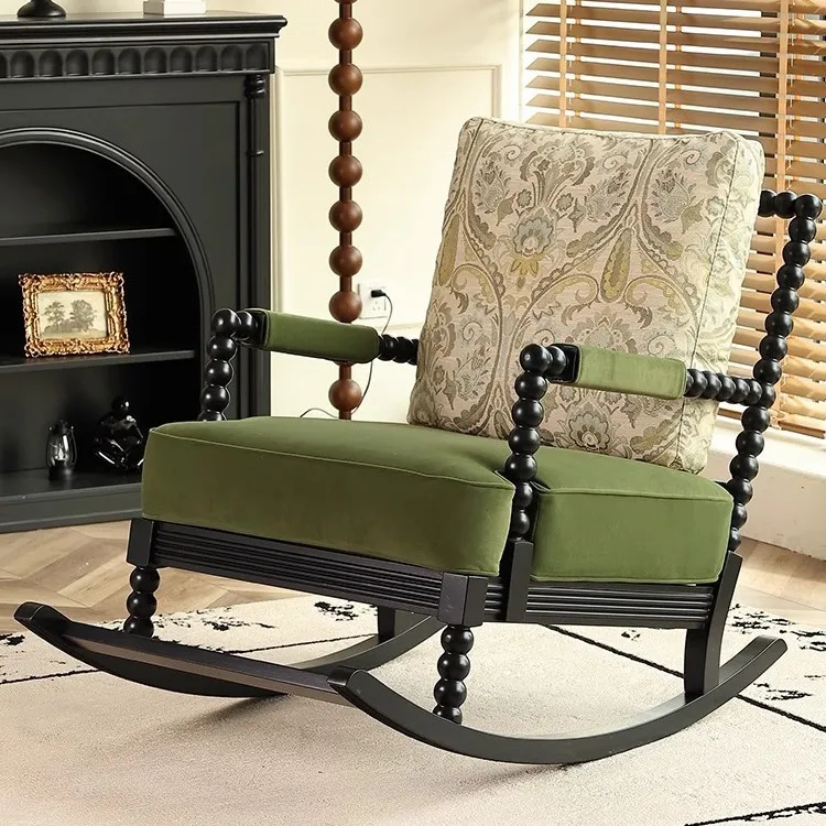 French rocking chair household American retro reclining and sleeping pearl chair solid wood single designer sofa rockin
French rocking chair household American retro reclining and sleeping pearl chair solid wood single designer sofa rockin