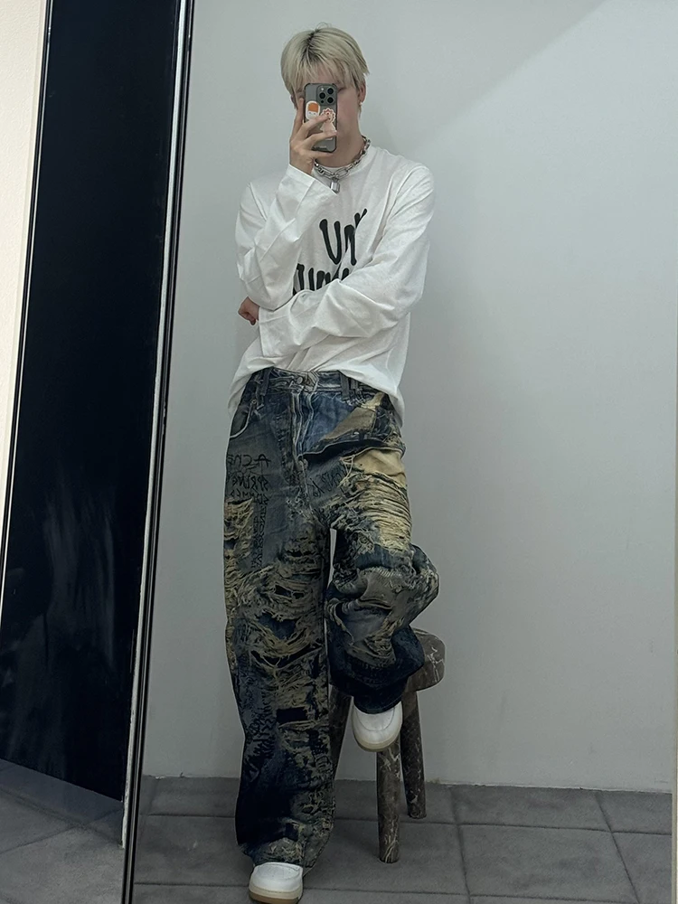 Ac Sle 25ss Illusory Ripped Wide Leg Jeans Digital Direct Spray Hand Dn fiti Denim Pants Youth Trendy Loose Fit Jeans
Ac Sle 25ss Illusory Ripped Wide Leg Jeans Digital Direct Spray Hand Dn fiti Denim Pants Youth Trendy Loose Fit Jeans