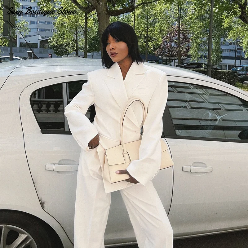 Women's Elegant Solid Blazer Jacket Padded Shoulder Lapel Loose Coat High Street Lace Up Suit Outwear 2025 Autumn New Lady Coats 
Women's Elegant Solid Blazer Jacket Padded Shoulder Lapel Loose Coat High Street Lace Up Suit Outwear 2025 Autumn New Lady Coats