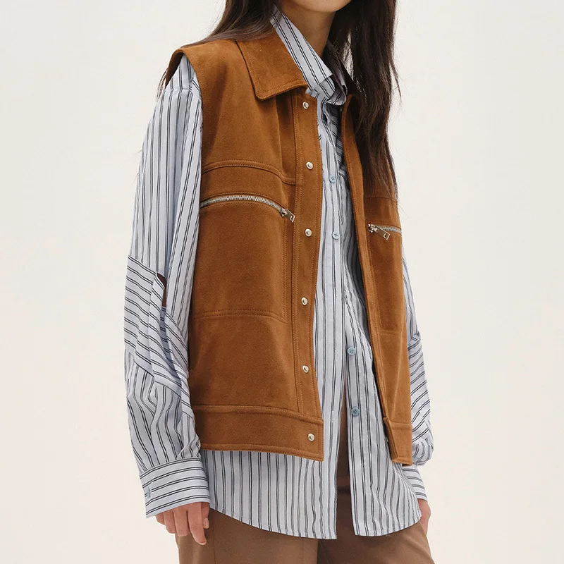 New 2023 Women New Kid Suede Vest Lady Fashion Vintage Waistcoat Streetwear Female Gilet TF5555
New 2023 Women New Kid Suede Vest Lady Fashion Vintage Waistcoat Streetwear Female Gilet TF5555