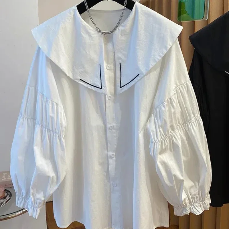 Street Casual Loose Solid Blouse Spring Autumn New Long Sleeve All-match Pleated Vintage Shirt Tops Fashion Office Women Clothes
Street Casual Loose Solid Blouse Spring Autumn New Long Sleeve All-match Pleated Vintage Shirt Tops Fashion Office Women Clothes