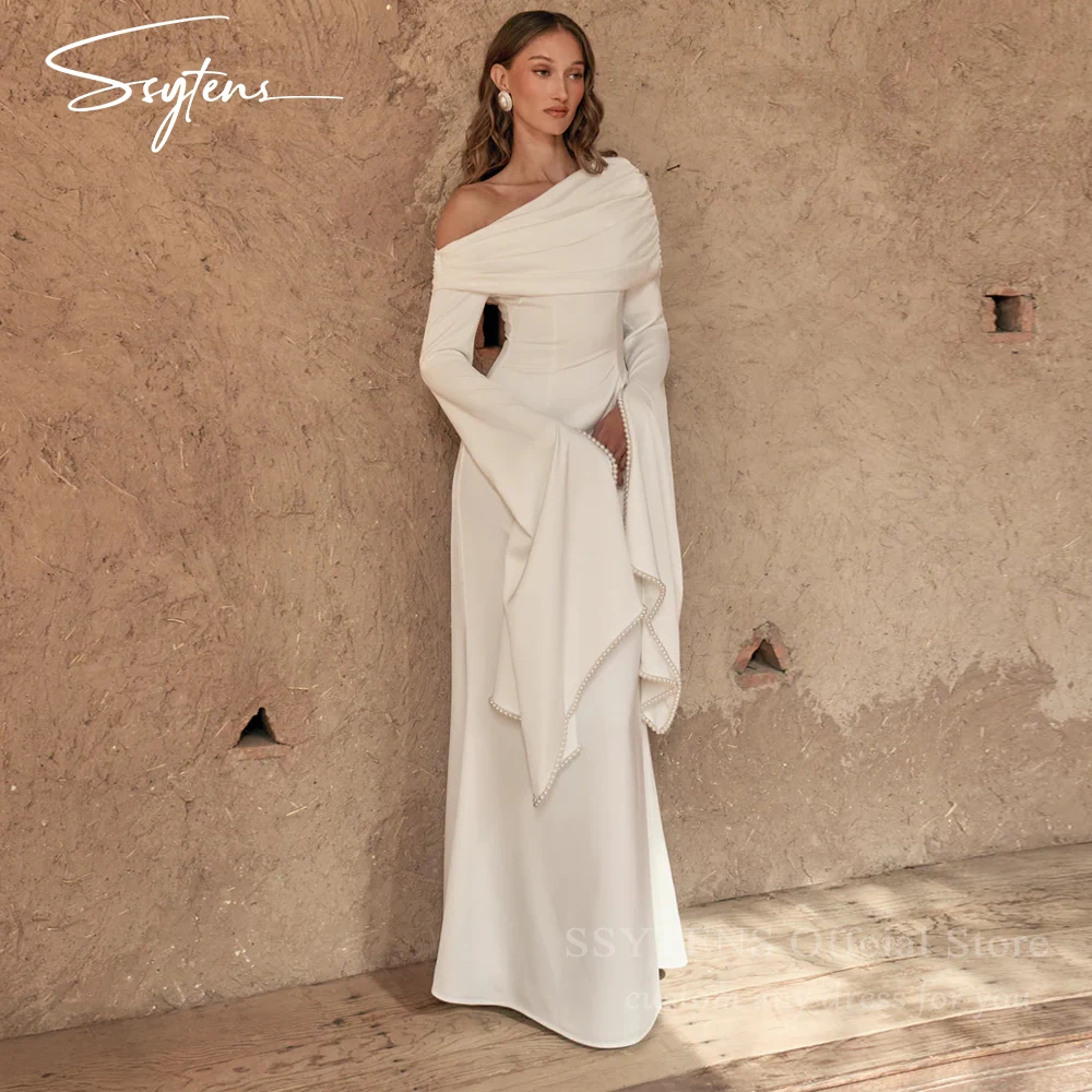 SSYTENS Modest Ivory Wedding Dresses Long Sleeves Formal Prom Gowns One Shoulder Pearls Elegant Wedding Party Dresses Customized
SSYTENS Modest Ivory Wedding Dresses Long Sleeves Formal Prom Gowns One Shoulder Pearls Elegant Wedding Party Dresses Customized