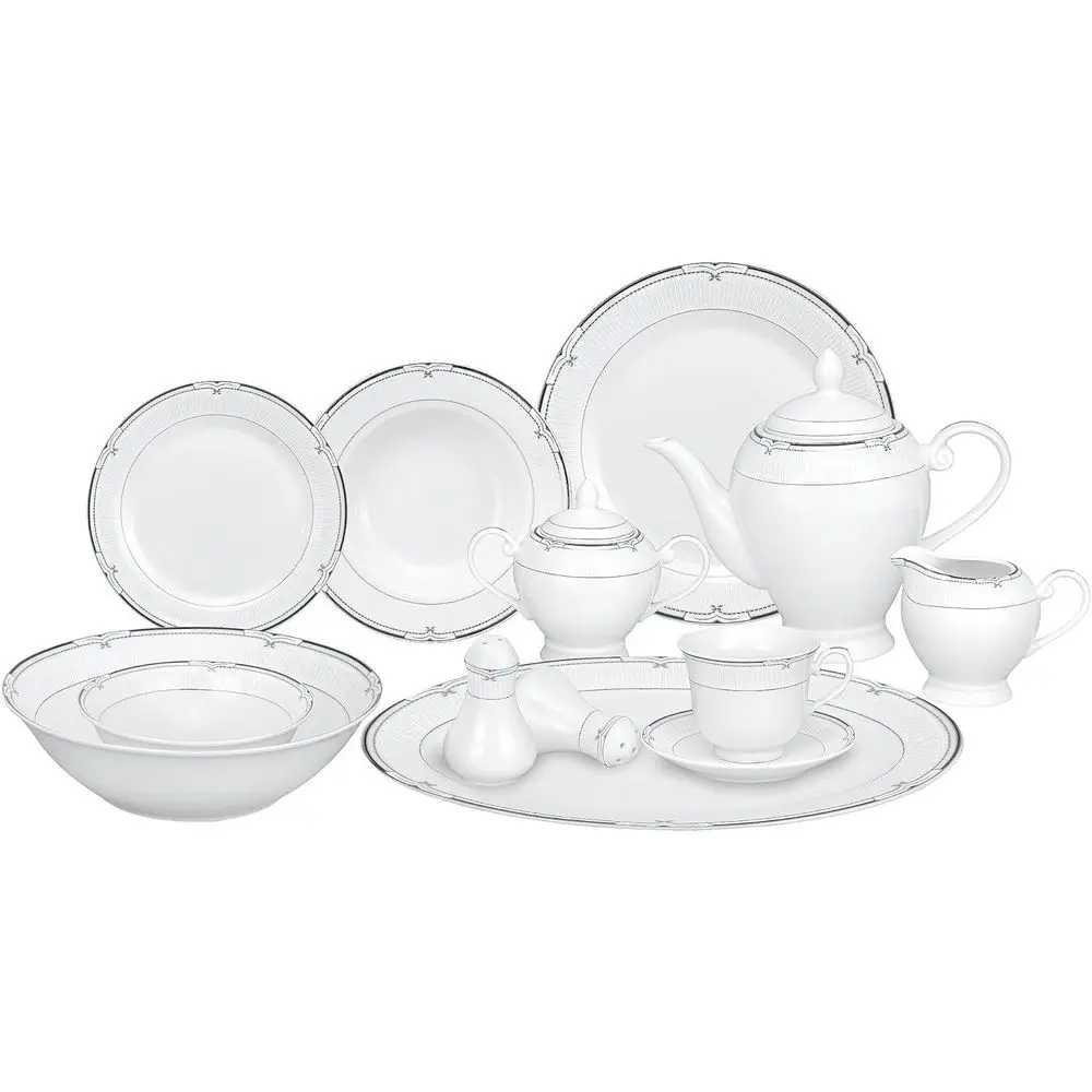 8-Person Porcelain Dinnerware Set, Elegant Rio-Inspired Design