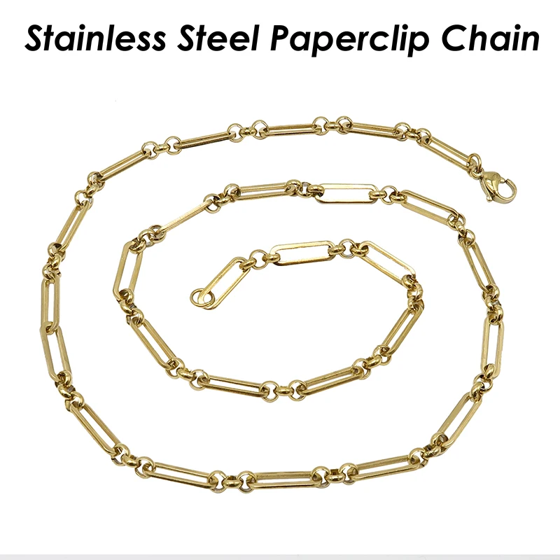 10 x Paper Clip Chain Stainless Steel Necklace Gold Color Paperclip Chain Paper Clip Necklace, Paperclip Necklace for Women Men
10 x Paper Clip Chain Stainless Steel Necklace Gold Color Paperclip Chain Paper Clip Necklace, Paperclip Necklace for Women Men