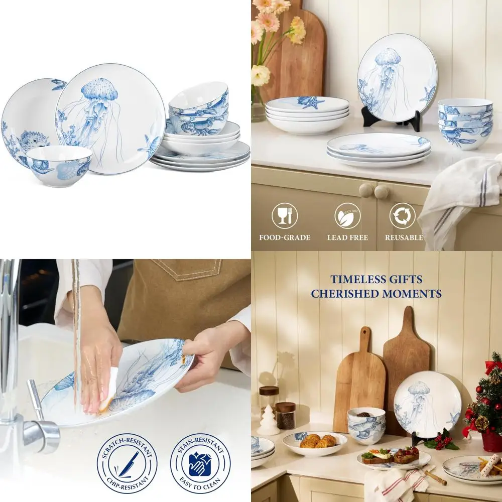 minh long 12-pcs porcelain coastal dinnerware set, plates, bowls, service for 4, chip & scratch resistant, oven safe up to 482°f
minh long 12-pcs porcelain coastal dinnerware set, plates, bowls, service for 4, chip & scratch resistant, oven safe up to 482°f