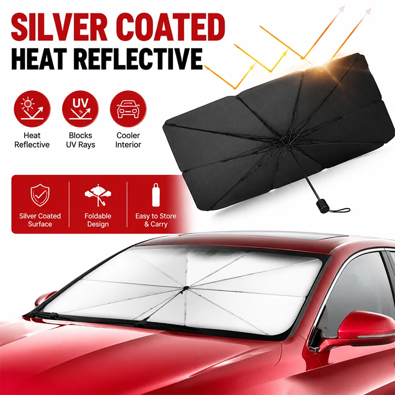 10-Rib Reinforced Car Front Window Sun Parasol, Anti-UV Sun Shade, Easy Install for Summer
10-Rib Reinforced Car Front Window Sun Parasol, Anti-UV Sun Shade, Easy Install for Summer
