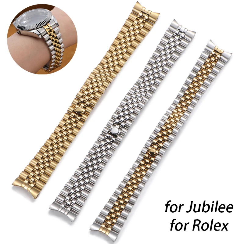Stainless Steel Strap 13mm 17mm 20mm 21mm Curved End Watch Band for Jubilee for Rolex Universal Metal Folding Buckle Bracelet
Stainless Steel Strap 13mm 17mm 20mm 21mm Curved End Watch Band for Jubilee for Rolex Universal Metal Folding Buckle Bracelet