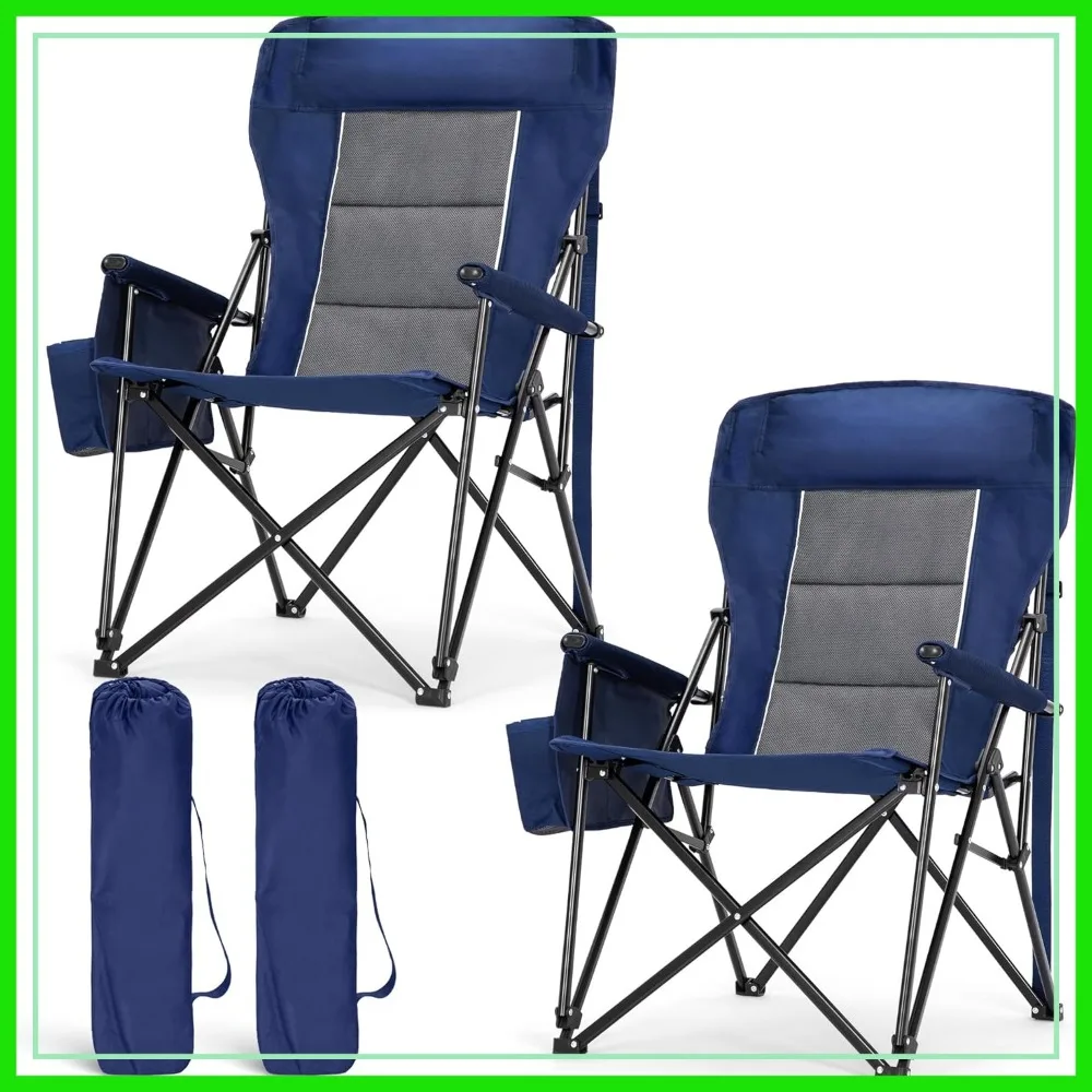 Oversized Camping Chairs 29.52" High Back Heavy Duty Support 500LBS, Portable Collapsible with Cup Holder, Side Pocket, 2 Pack Blue
Oversized Camping Chairs 29.52" High Back Heavy Duty Support 500LBS, Portable Collapsible with Cup Holder, Side Pocket, 2 Pack Blue