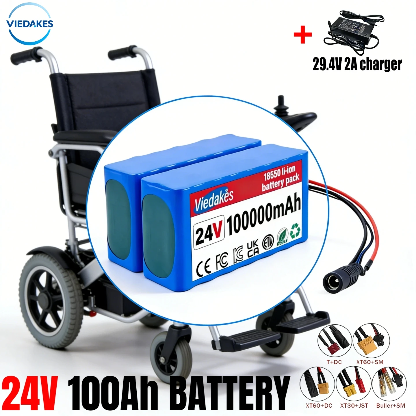 24V 100AH 7S3P 18650 Lithium Ion Battery Pack High Capacity, for Electric Wheelchair Scooter, with charger
24V 100AH 7S3P 18650 Lithium Ion Battery Pack High Capacity, for Electric Wheelchair Scooter, with charger