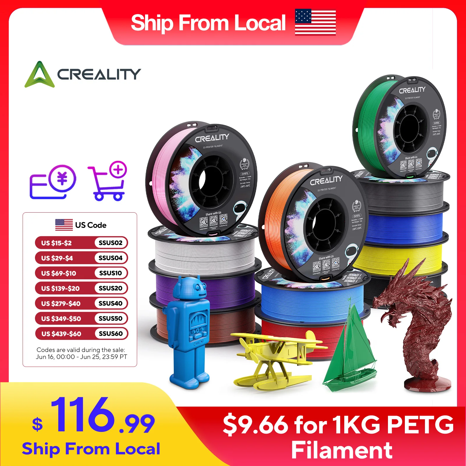 Creality filament PETG PLA For Creality Bambu 3D Printer Filament 12rolls 1KG/roll 1.75MM Good Toughness Mix Color Free Shipping
Creality filament PETG PLA For Creality Bambu 3D Printer Filament 12rolls 1KG/roll 1.75MM Good Toughness Mix Color Free Shipping
