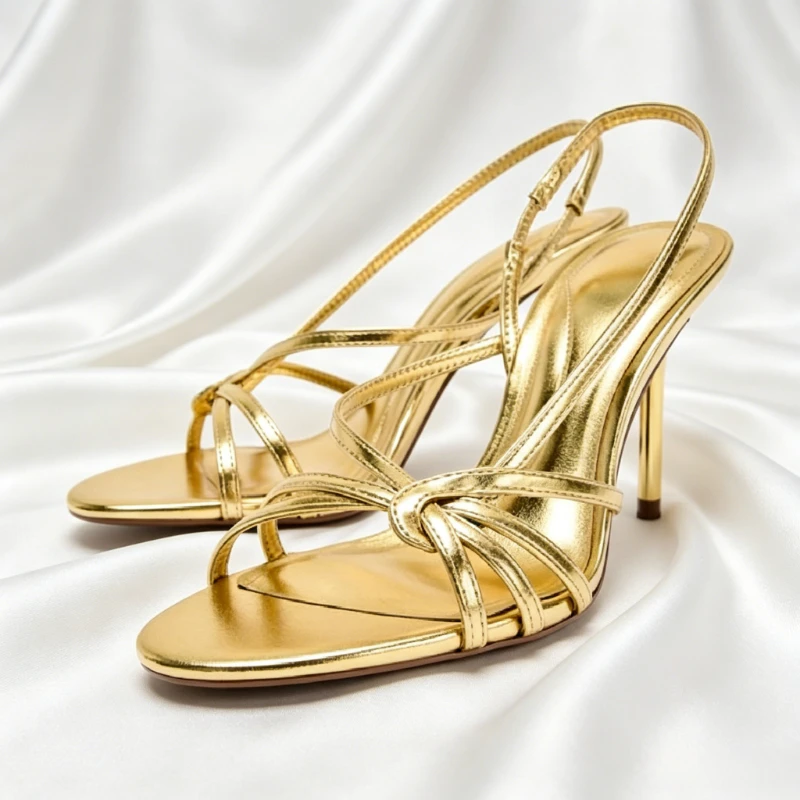Gold Metalized Pattern Heeled Sandals Women Fashion Cross Strap Slingback Heels Sexy Open-Toe Party Dress Shoes Sandalias Mujer
Gold Metalized Pattern Heeled Sandals Women Fashion Cross Strap Slingback Heels Sexy Open-Toe Party Dress Shoes Sandalias Mujer