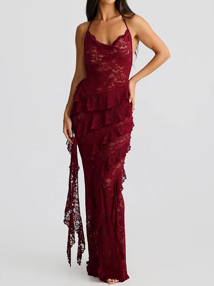 Sexy Lace Spicy Girl Dress Neck Hanging V-neck Backless Evening Gown Mid-length High-waist Sleeveless Pure Color KTV Dress
Sexy Lace Spicy Girl Dress Neck Hanging V-neck Backless Evening Gown Mid-length High-waist Sleeveless Pure Color KTV Dress