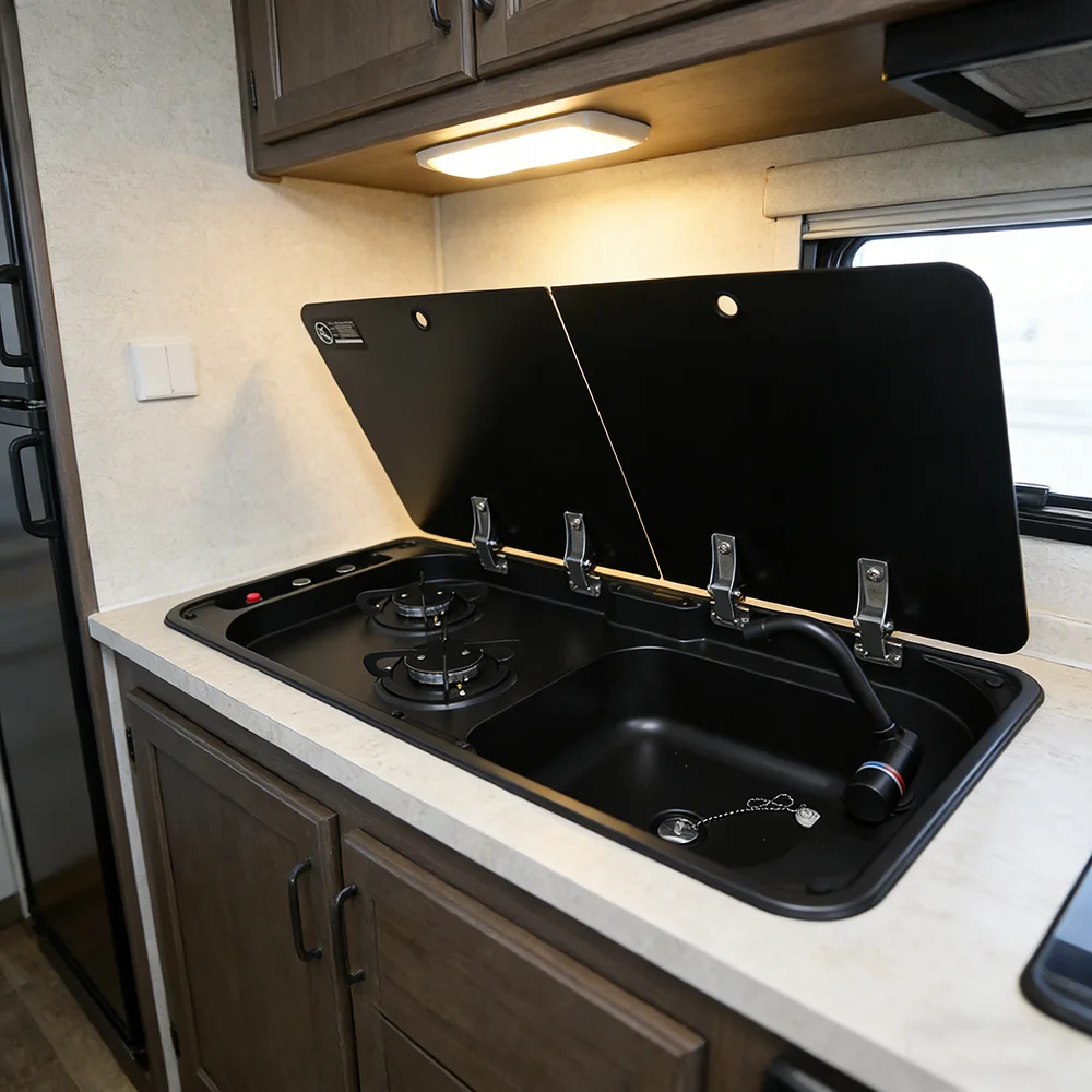 JDA RV Cooktop-Sink Combos RV Sink and Stove for Caravan Boat Yacht Camper Marine Trailer Black Premium 304 Stainless Steel CE
JDA RV Cooktop-Sink Combos RV Sink and Stove for Caravan Boat Yacht Camper Marine Trailer Black Premium 304 Stainless Steel CE