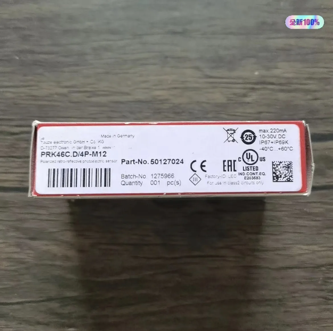 Brand new original PRK46C.D/4P-M12 50127024
Brand new original PRK46C.D/4P-M12 50127024