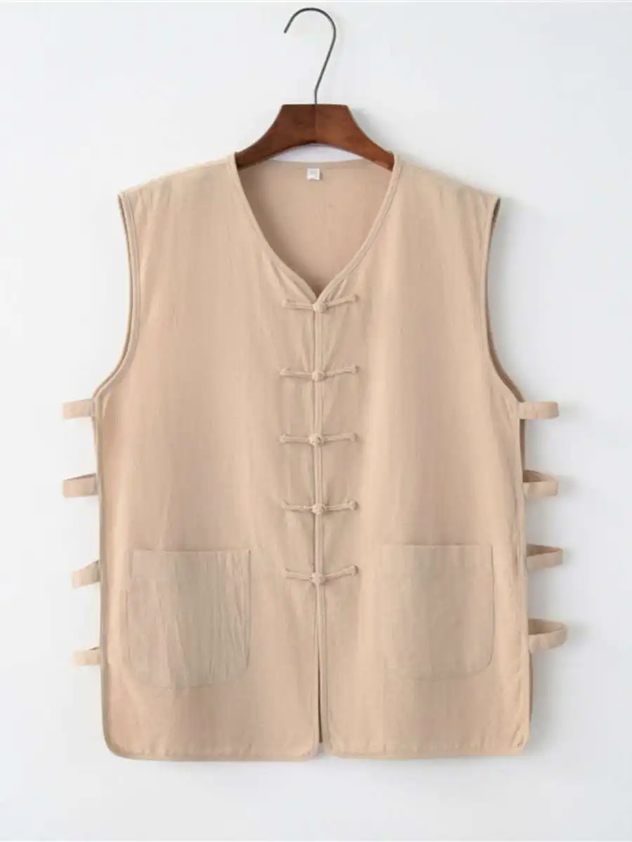 Повседневный мужской хлопково-льняной жилет в стиле ретро на пуговицах, большой размер для отдыха, модная молодежная спортивная летняя тонкая нашивка без воротника
Повседневный мужской хлопково-льняной жилет в стиле ретро на пуговицах, большой размер для отдыха, модная молодежная спортивная летняя тонкая нашивка без воротника