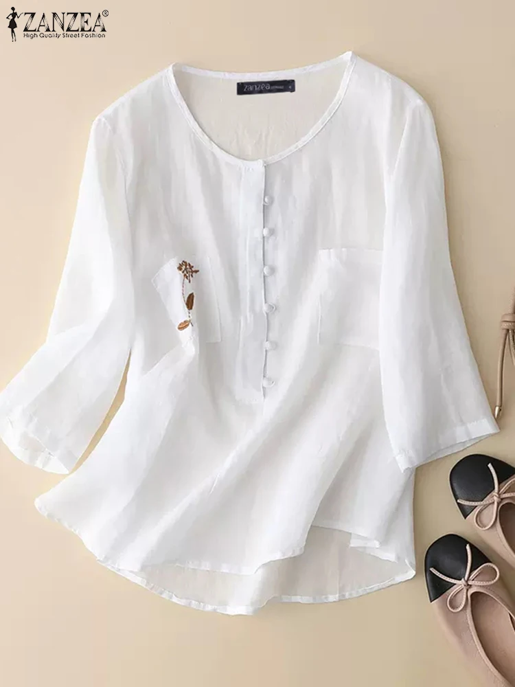 ZANZEA Casual Holiday Tops Vintage 2023 Summer Tunic Fashion 3/4 Sleeve Shirts Women Embroidery Loose O-neck Pocket Solid Blouse
ZANZEA Casual Holiday Tops Vintage 2023 Summer Tunic Fashion 3/4 Sleeve Shirts Women Embroidery Loose O-neck Pocket Solid Blouse