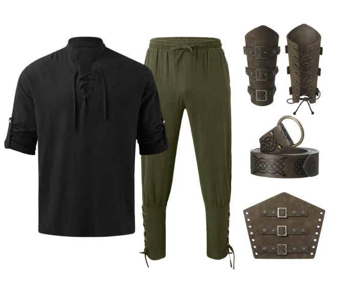 Costume Set Medieval Pirate Shirt Ankle Banded Pants Viking Belt Accessories Halloween Costumes for Women Cosplay Costumes
Costume Set Medieval Pirate Shirt Ankle Banded Pants Viking Belt Accessories Halloween Costumes for Women Cosplay Costumes