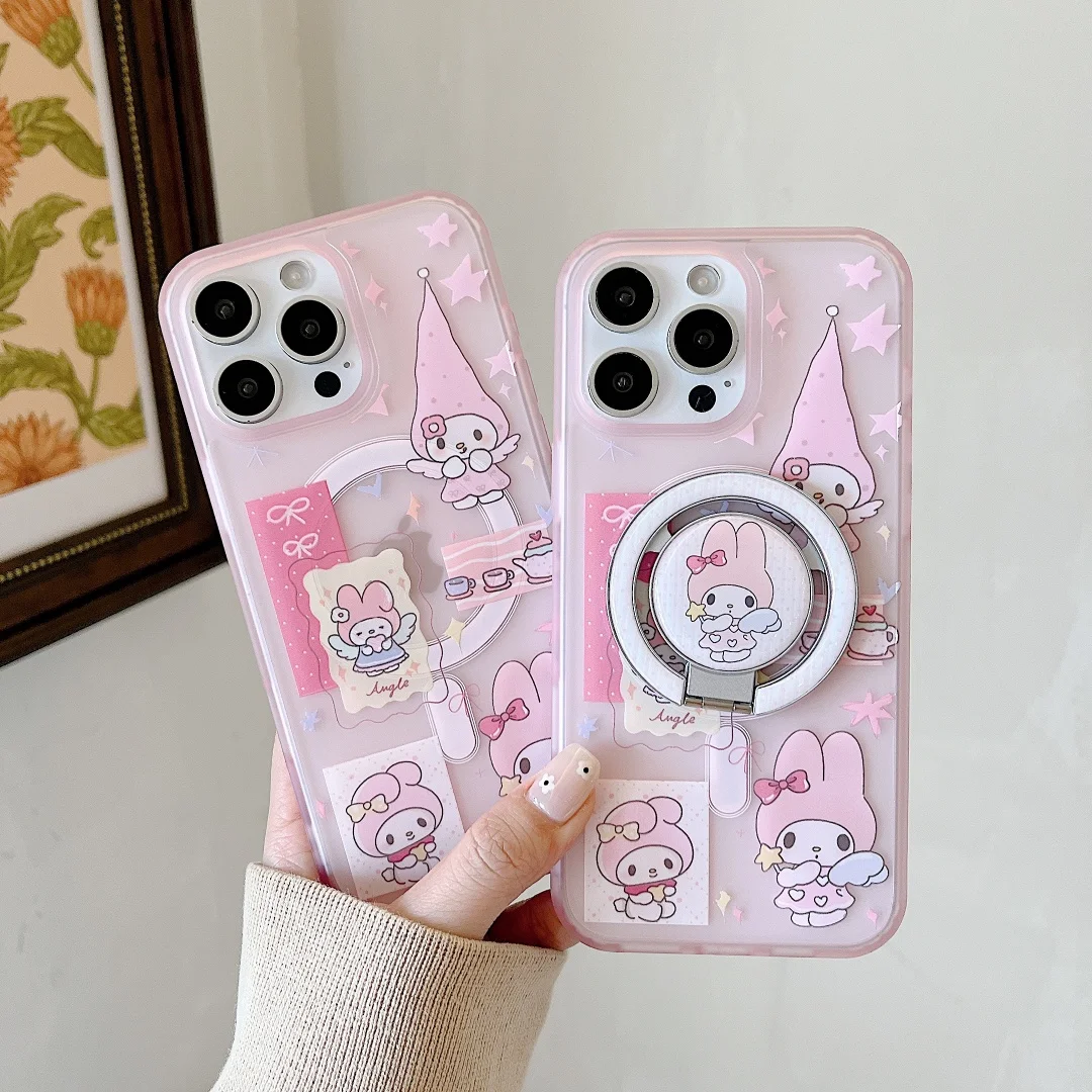 Kawaii my melody angel Magnetic Grip Tok Holder Magsafe Wireless Charge Phone Case For iPhone 16 15 14 13 Pro Max Cover 
Kawaii my melody angel Magnetic Grip Tok Holder Magsafe Wireless Charge Phone Case For iPhone 16 15 14 13 Pro Max Cover