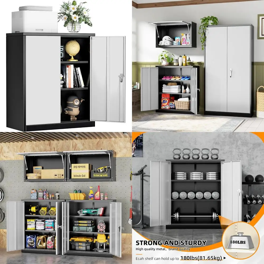 36x32x16-Inch Lockable Metal Storage Cabinet with Shelves for Garage in Black/Grey
36x32x16-Inch Lockable Metal Storage Cabinet with Shelves for Garage in Black/Grey