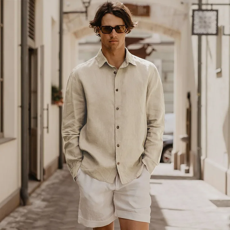100% Linen Men's Shirt Vintage Spring New Long-Sleeve Lapel Collared Tops Cool and Comfortable Linen Casual Shirts for Men
100% Linen Men's Shirt Vintage Spring New Long-Sleeve Lapel Collared Tops Cool and Comfortable Linen Casual Shirts for Men