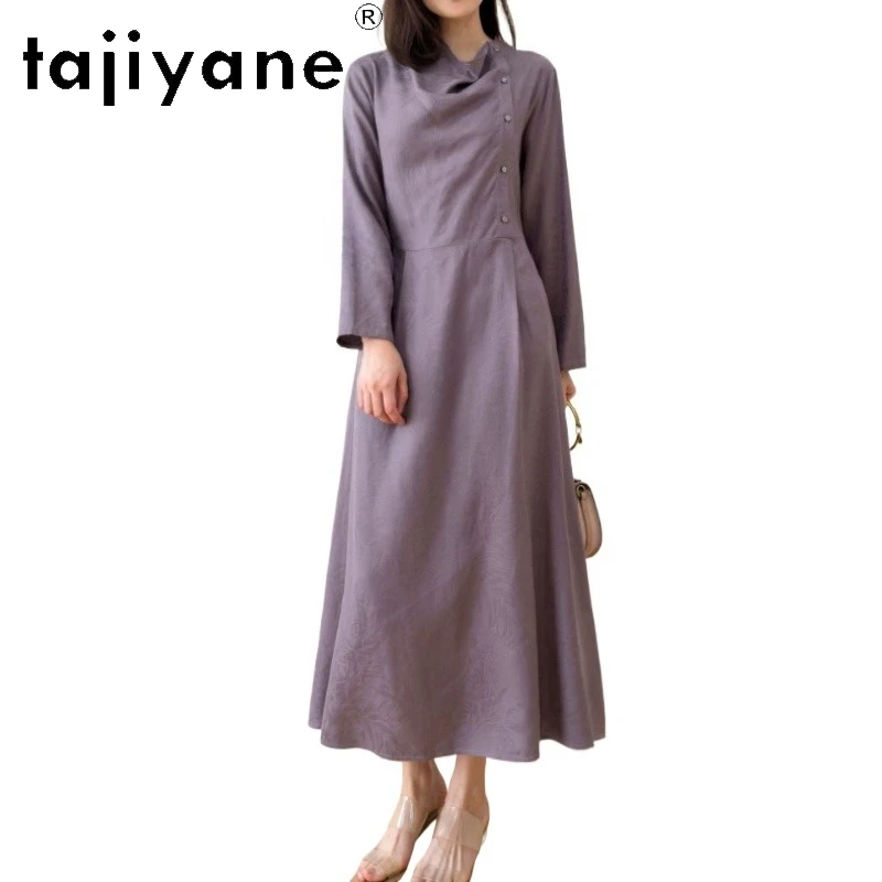 TAJIYANE 100% Natural Mulberry Silk Maxi Dress Spun Silk Casual Long Sleeve Dresses Party Frocks Spring Woman Clothing Vestidos
TAJIYANE 100% Natural Mulberry Silk Maxi Dress Spun Silk Casual Long Sleeve Dresses Party Frocks Spring Woman Clothing Vestidos