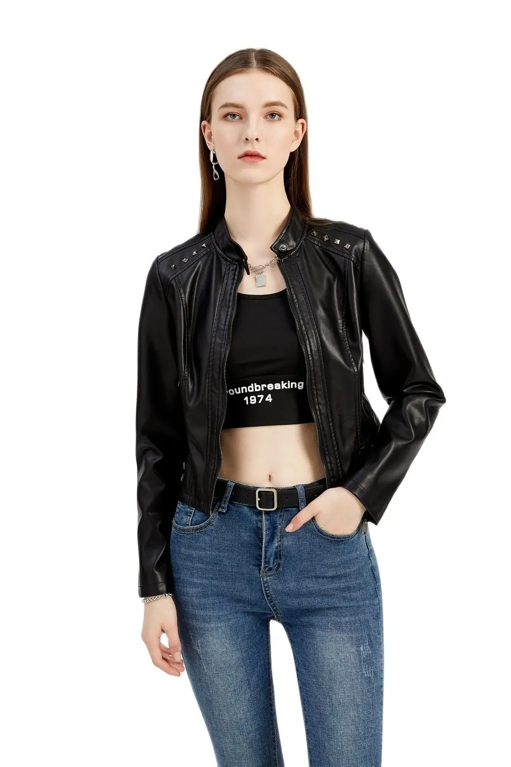 New Women'S Motorcycle Clothing Slim Short Rivet Leather Jackets Long Sleeve Women'S Coat Stand Collar Fashion Biker Jacket
New Women'S Motorcycle Clothing Slim Short Rivet Leather Jackets Long Sleeve Women'S Coat Stand Collar Fashion Biker Jacket