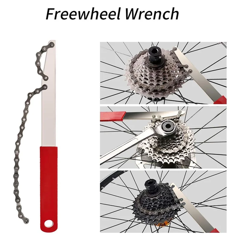 Bike Cassette Removal Tool, 5Pcs Bike Chain Tool Kit With Chain Whip Auxiliary Wrench Bicycle Cassette Lock Ring Removal-LICG 
Bike Cassette Removal Tool, 5Pcs Bike Chain Tool Kit With Chain Whip Auxiliary Wrench Bicycle Cassette Lock Ring Removal-LICG