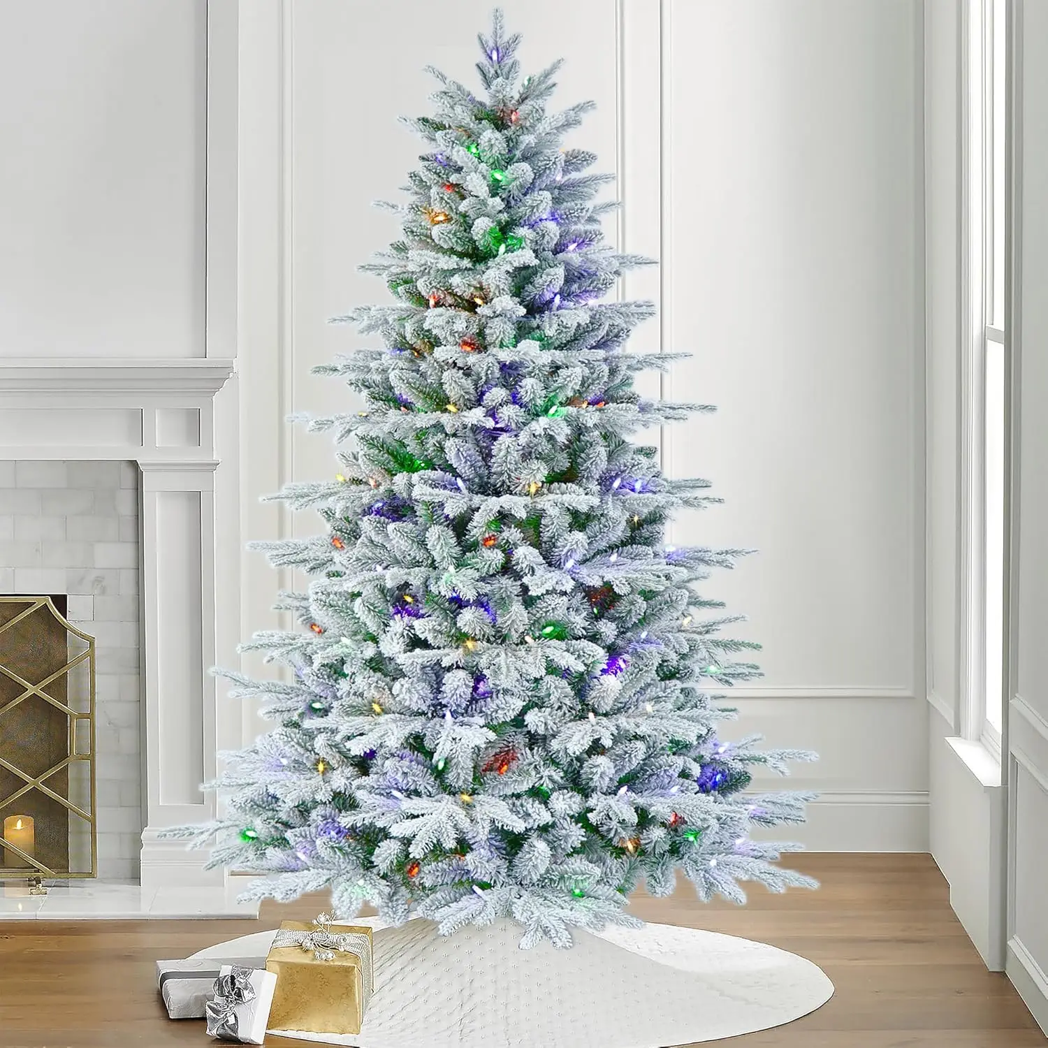 6.5ft Pre-lit Flocked PE Christmas Tree with 1547 Branch Tips, 350 Dual-Color Multi-Functional LED
6.5ft Pre-lit Flocked PE Christmas Tree with 1547 Branch Tips, 350 Dual-Color Multi-Functional LED