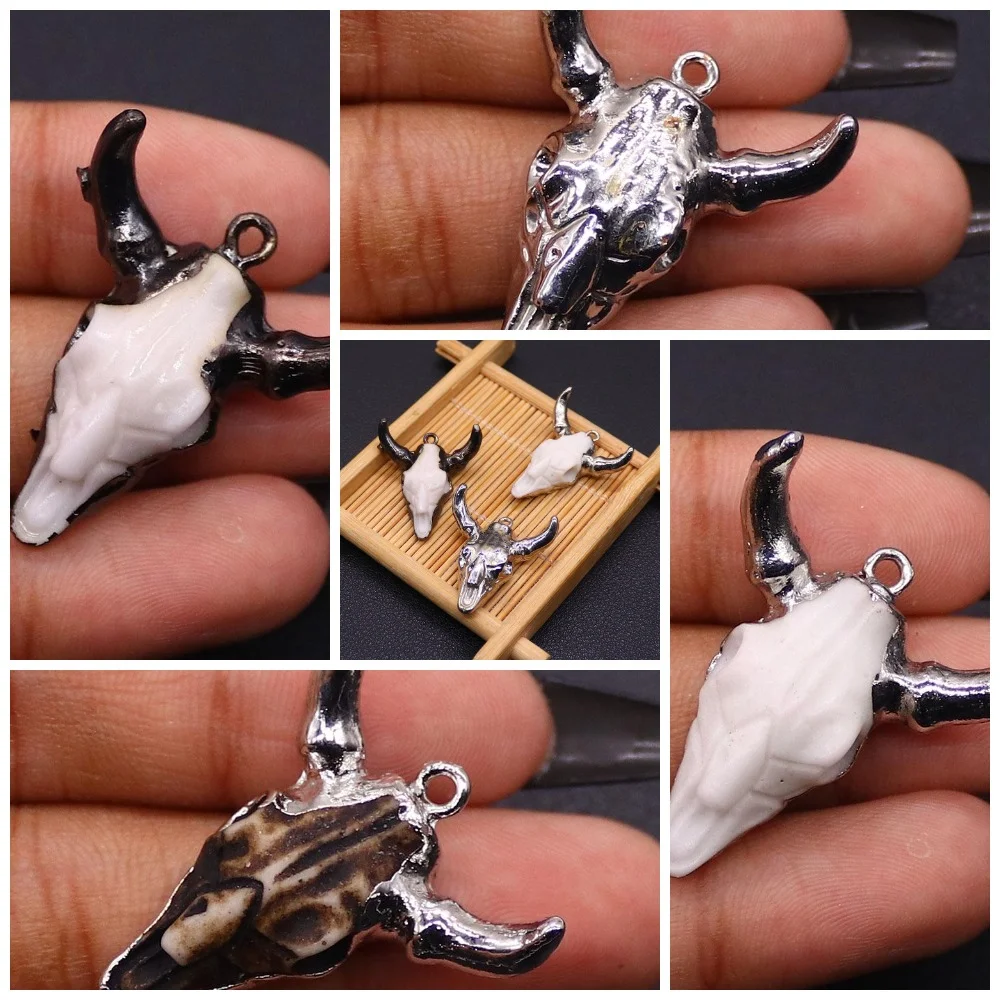 Fashionable Bull Head Resin Pendant Silver-Edged Gold-Plated Single-Hole Necklace Accessory Handcrafted Vintage Necklace Jewelry
Fashionable Bull Head Resin Pendant Silver-Edged Gold-Plated Single-Hole Necklace Accessory Handcrafted Vintage Necklace Jewelry